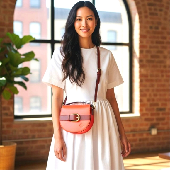 Patricia Nash Coral and Brown Crossbody Bag - Picture 3 of 14